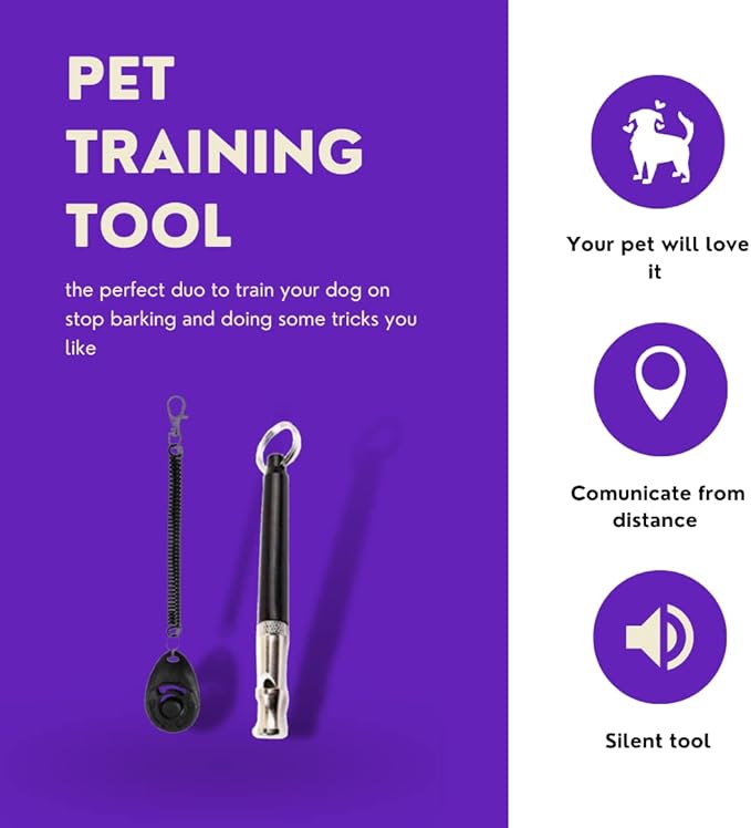 Dog Whistles, Custom Target Stick and Clicker Training Device for Dogs Pet Play Kit Agility Training Set Clicker
