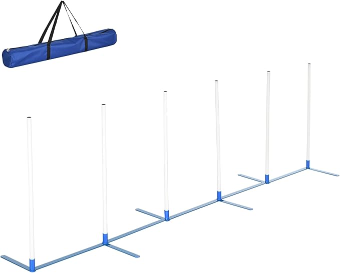 Agility Weaves Poles, Adjustable Dog Agility Kit Training Course Equipment for Puppy with Storage Bag