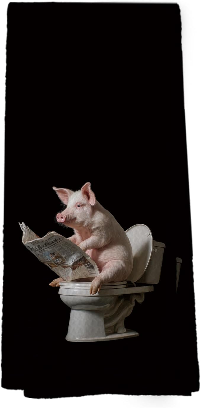 Funny Pig Hand Towels, Pig Lover Gifts for Women Hand Towel for Bathroom Decor, Dark Farmhouse Farm Animal Decorative Towels for Bathroom Washroom Restroom 16x24 Inch