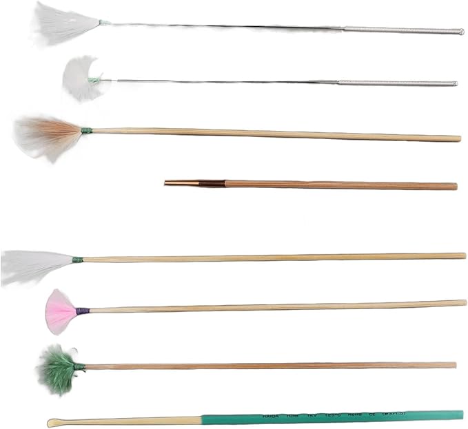 Ear Scratcher Feathers Kit, Ear Scoop, 7PCS Cleaner with Bamboo Mat, Ear Pick Cleaning, Ear Tool Massage Relaxing Wax Removal Feathers