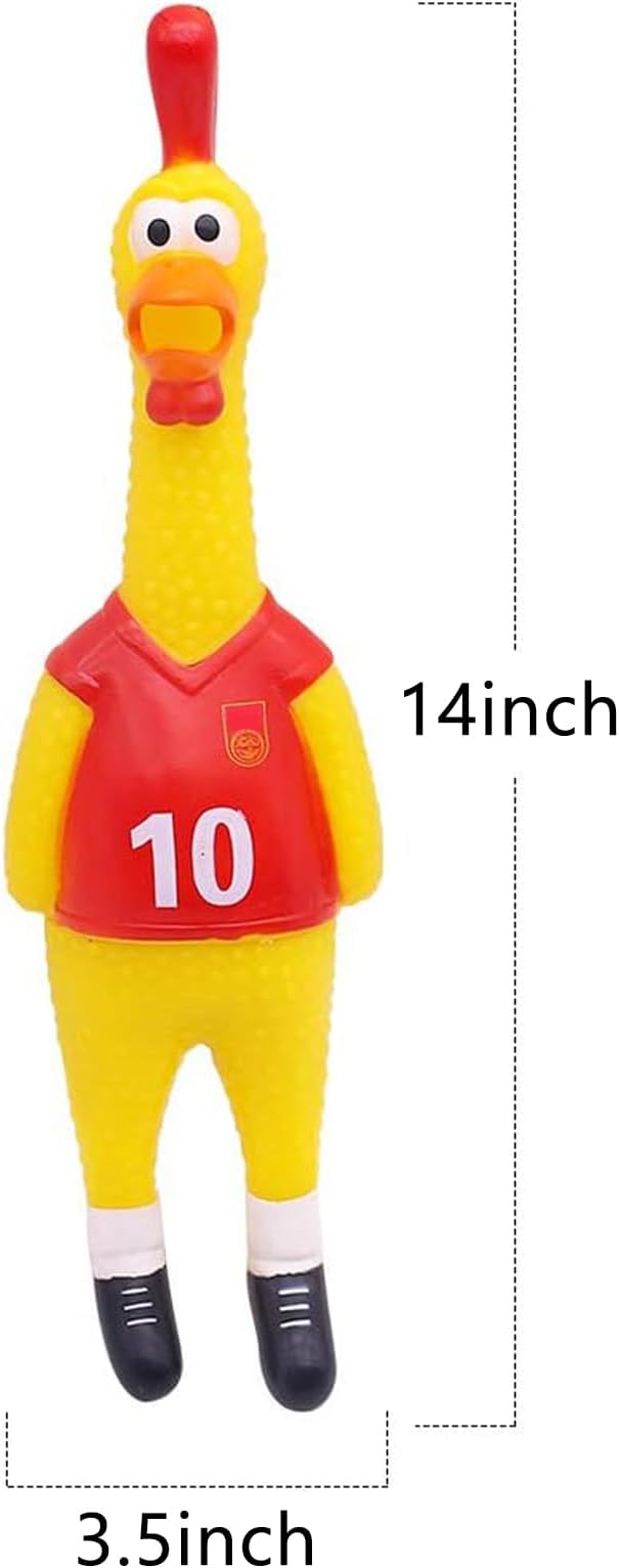 POPLAY 14 Inch Rubber Chicken for Dog Toys, Squeaky Giant Screaming Chicken Latex Dog Toys Gag Gifts Prank Noise Maker for Kids Adults Goodie Bag Fillers Basket Stuffers