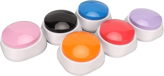 Focket Dog Communication Buttons, 30-Second Recording 6-Piece Set Dog Talking Buttons, Recordable with Six Colors for Pet Training and Interactive Play
