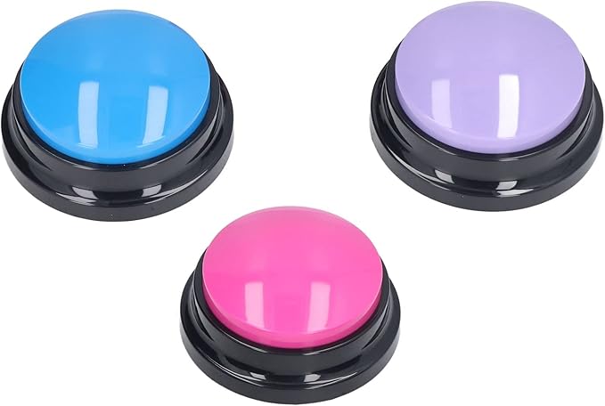 RiToEasysports Dog Buttons, Easy Operation Communication Training Tool, Talking Buttons for Dogs, 3 Pack Pink Purple for Pet Owners Trainers and Communication Needs