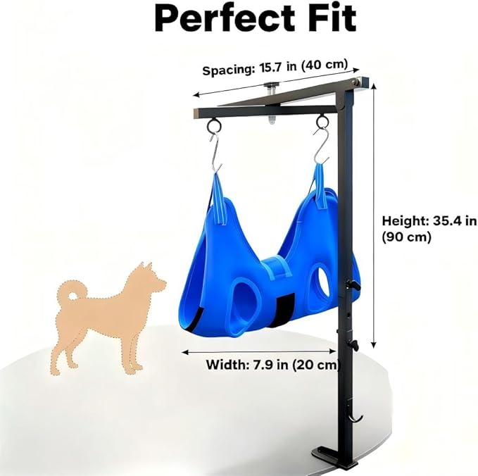 Dog Grooming Arm with Hammock Rotatable, Foldable Adjustable Height Dog Grooming Table Arm and Restraint Leashes for Small Medium Dogs at Home or Salons