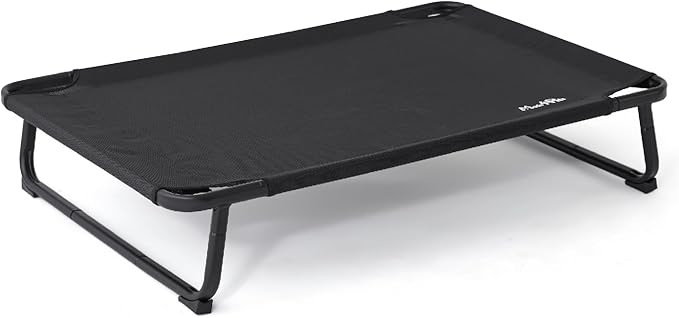 MADE 4 PETS Elevated Cooling Dog Bed for Small Medium Dogs – Raised Pet Cot with Breathable Mesh, No-Slip Feet, Chew-Resistant Frame, Portable Indoor & Outdoor Dog Hammock Bed, 32"x25", Black