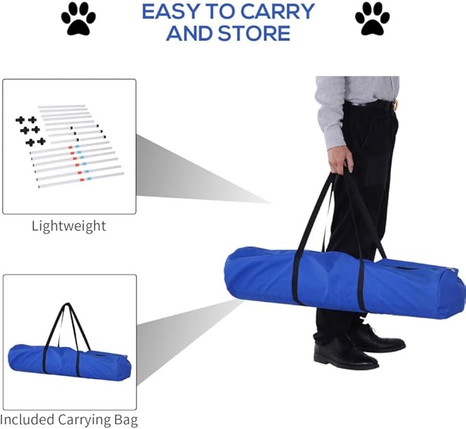 anwickjeff Dog Agility Training Equipment with Adjustable Obstacle Set,Weaves Poles and Storage Bag, Obstacle Course for Dogs Backyard Competitive (White, 2-in-1)