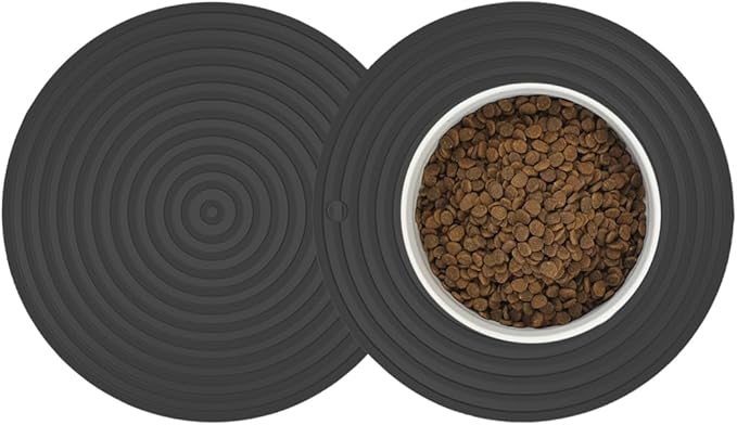 2 Pack Silicone Pet Food Mat, Small Rubber Mat for Cat & Dog Bowl, Cat Food Mat, Waterproof Placemat Protect Floor Around Food and Water Bowl, 9.5"x9.5"