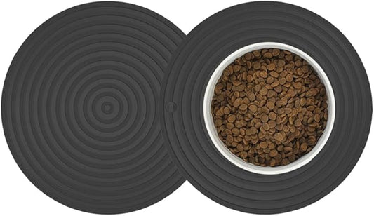 2 Pack Silicone Pet Food Mat, Small Rubber Mat for Cat & Dog Bowl, Cat Food Mat, Waterproof Placemat Protect Floor Around Food and Water Bowl, 9.5"x9.5"