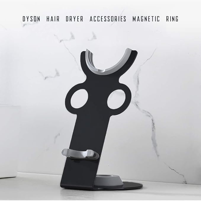 I'SMARTMOON Hair Dryer Stand for Dyson Supersonic, Aluminum Alloy Bracket Power Plug Holder, Bathroom Organizer for Dyson Supersonic hairdryer Care Tools (Black)