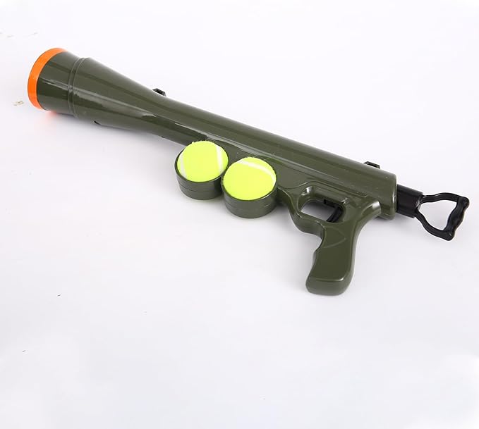 Dog Ball Launcher for Pet, Dog Ball Thrower Launcher with 2 Tennis Balls & Shoulder Strap, 23.4" Long-Range Ball Launcher Toy for All Dog Breeds, Green
