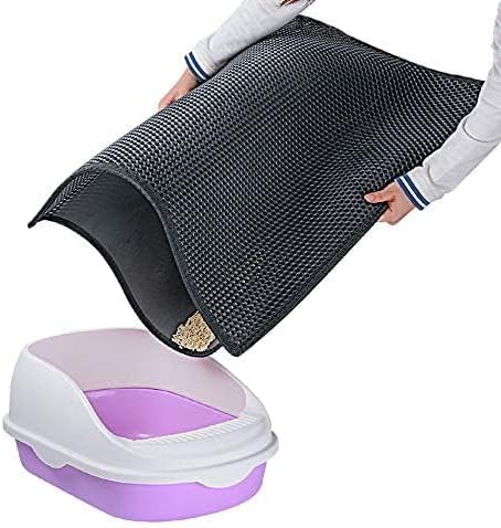 Bulkniu Cat Litter Box Mat: Easy Clean Cat Litter Mat for Floor, Kitty Scratch Cute Pad (24 * 30in-Grey-1)