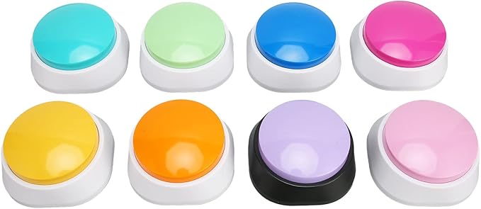 Asixxsix Dog Talking Buttons, Voice Recordable Up to 30 Seconds Pet Training Buttons, Programmable Speech for Dogs with 8 Colors Stickers for Dogs Cats