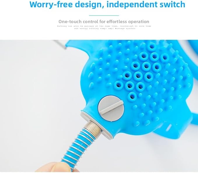 2026 New Pet Shower Sprayer with Massage Head, Blue Silicone Dog and Cat Bath Hose, 2m Length with 2 Adapter Interfaces