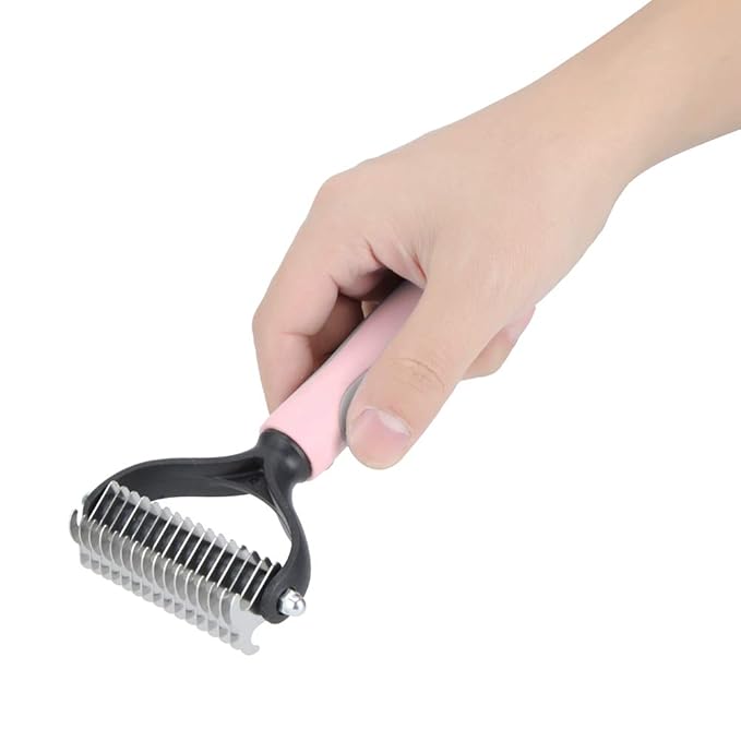 Dog Grooming Rakes, Deshedding Dog Brush, Undercoat Rake For Dogs, Fur Hair Knot Cutter Rake Brush For Shedding Grooming Tool for Detangling and Dematting (S-pink)