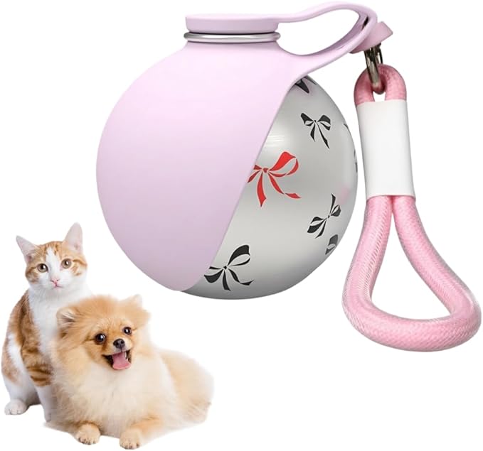 Portable Pet Water Bottle, Stainless Steel Compact Dog Drinking Bottles Leak Proof Cat Travel Water Bottles with Foldable Silicone Bowl for Outdoor Walking Hiking