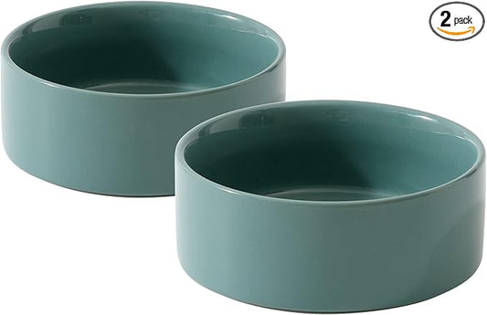 Havniva Cat Bowls Water Bowl Set of Two, 5.1” Ceramic Cat Food and Water Bowl Whisker Friendly Pet Food Bowls for Indoor Cats, Wide Cat Water Dish Prevent Whisker Fatigue Non Slip Cat Feeder