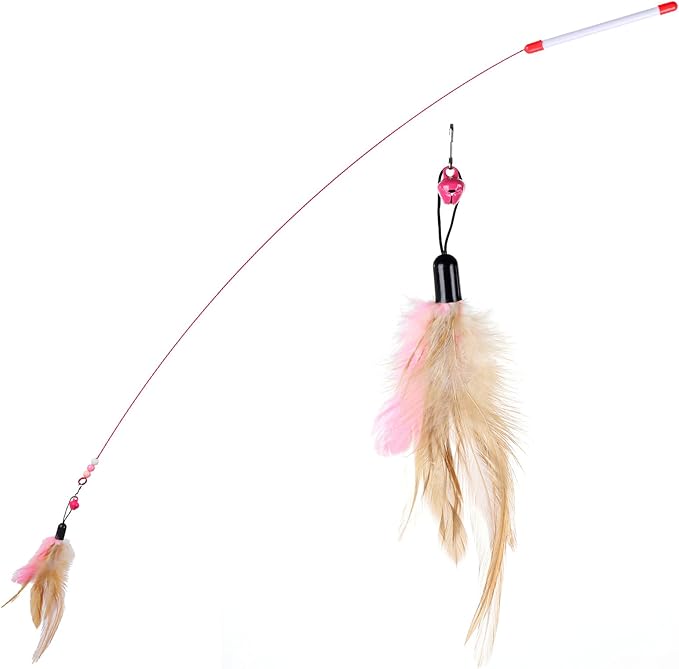 Cat Feather Toy 4PCS Cat Toys for Indoor Cats Interactive Cat-Feather Wand Cats Feather Toys for Bored Indoor-Cat Chase and Exercise