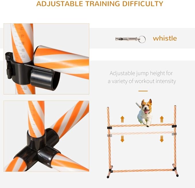 anwickjeff 6 Piece Dog Agility Training Equipment with Hurdle Bag and Whistle,Obstacle Course for Dogs Agility Hurdles Backyard Exercise Competitive (Orange, 6 Piece)