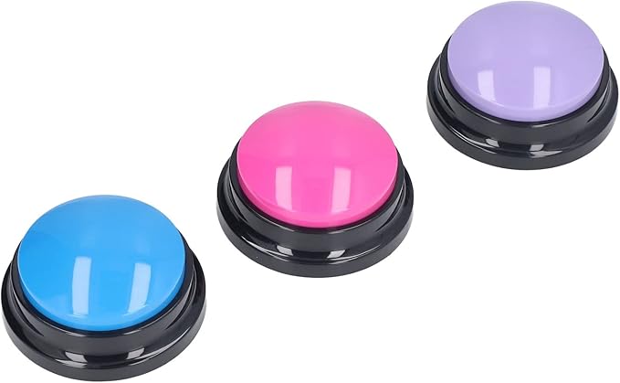 RiToEasysports Dog Buttons, Easy Operation Communication Training Tool, Talking Buttons for Dogs, 3 Pack Pink Purple for Pet Owners Trainers and Communication Needs