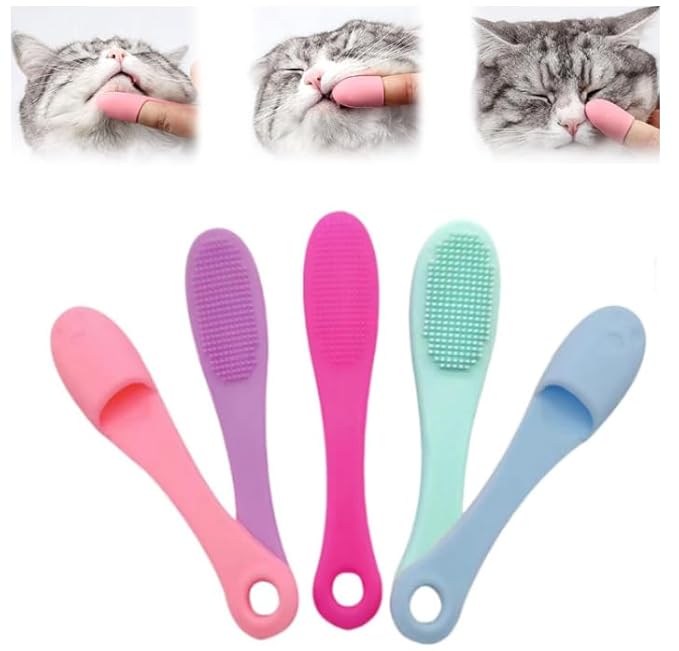 Silicone Scrubber for Cats Chin Cleaner,Cat Finger Toothbrush,Cat Chin Scrubber Pet Toothbrush, Cat Chin Brush for Pet Dental Care,Finger Brushes Suitable for Puppies and Cats (Mix 5pcs)