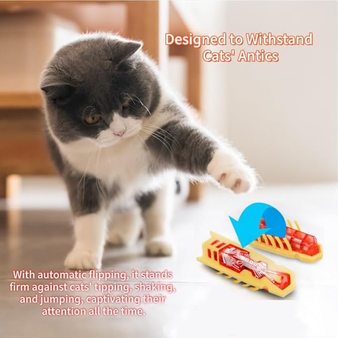Cat Bug Toy Electric Moving Interactive Cat Toy for Indoor Cats Educational Cat Teaser Toy 2PCS Electronic Beetle Interactive Set for Indoor Cats Kitten Chase Exercise Battery Operated