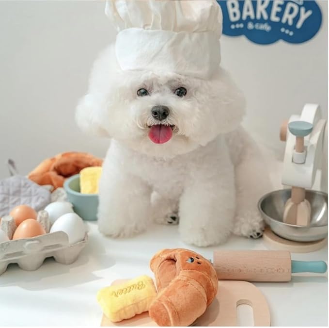 Hide and Seek Plush Croissant Dog Toys Squeaky Toys Enrichment Toys Interactive Burrow Activity Cute Dog Gifts Funny Toy Bundle for Small Medium Large Dogs (Croissant)