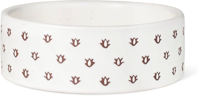 Fringe Studio Speckled Block Bone Small Wax Resist Ceramic Pet Bowl (4.5" Diameter x 1.25" H, 10 fl.oz.), PetShop Collection (473501)