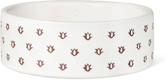Fringe Studio Speckled Block Bone Small Wax Resist Ceramic Pet Bowl (4.5" Diameter x 1.25" H, 10 fl.oz.), PetShop Collection (473501)
