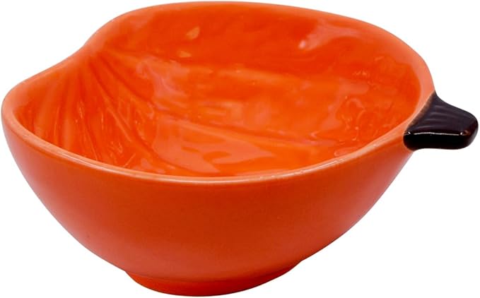 Small Guinea Pig Food Bowl Pumpkin-Shaped Cute Ceramic Hamster Water Bowl Ferret Rat Chinchilla Rabbit Feeding Dish Young Animal Feeder(Brown)