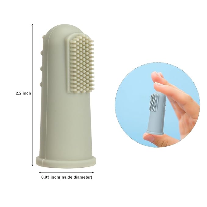 Baby Finger Toothbrush with Case, Food Grade Silicone, BPA Free, 2-Pack (Sand+Shifting Sand)