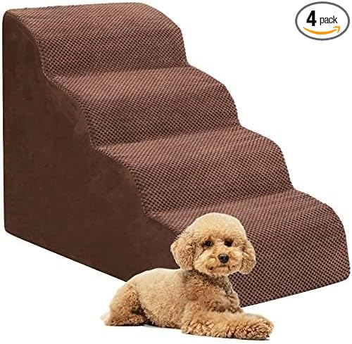 Dog Stairs for Small Dogs, High Density Foam Dog Ramp, Extra Wide Non-Slip Pet Steps for High Beds Or Couch, Soft Foam Doggie Ladder for Dogs Injured, Older Pets, Small Cats