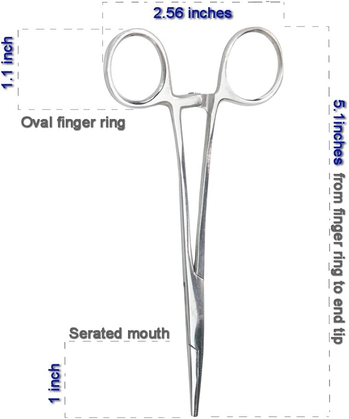 Pets ears/nose hair Puller Straight & Curved full serrated, stainless steel Home Hemostat Locking Forceps, Professional pet grooming tool for cats & dogs 2pcs set