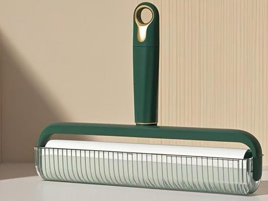 9.5inch - Washable Lint Roller Reusable Remover - Strong Adhesion, Dust - Proof Cover, Hanging Hole - Silicone Material for Clothes, Sofa, Carpet - Pet Hair Remover & Dust,White&Green (Green)