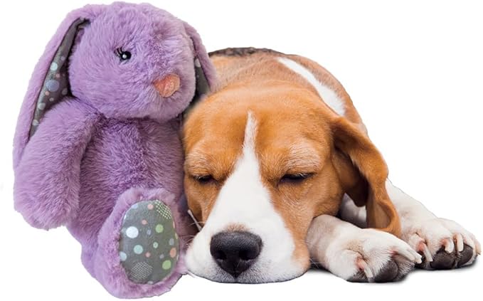 SPOT Soothers Heartbeat Bunny – 12 Inch Calming Plush Toy for Dogs & Puppies – Heartbeat Mechanism, Lavender Scent Beads, and Squeaker – Helps with Anxiety & Crate Training, Assorted Colors