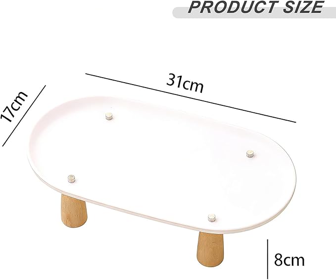 Generic Cat Bowl Raised Stand Rack to Protect Cat Neck Sturdy Non Slip Stable for Feeder Stand Elevated Holder, White 31cmx17cm