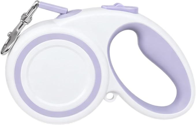 Retractable Dog Leash, 360° Tangle-Free Highly Reflective Nylon Tape, Non-Slip Rubberized Handle, 10-16FT Long Dog Leash for Dogs up to 66LBS,M-Purple