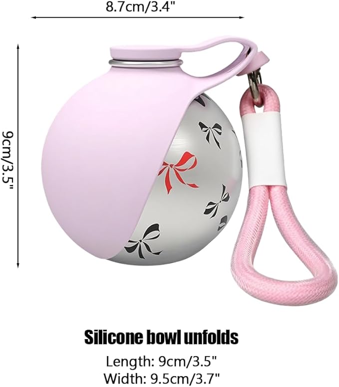 Portable Pet Water Bottle, Stainless Steel Compact Dog Drinking Bottles Leak Proof Cat Travel Water Bottles with Foldable Silicone Bowl for Outdoor Walking Hiking