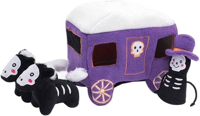 ZippyPaws Halloween Burrow Interactive Dog Toys - Hide and Seek Dog Toys and Puppy Toys, Colorful Squeaky Dog Toys, and Plush Dog Puzzles – Haunted Carriage