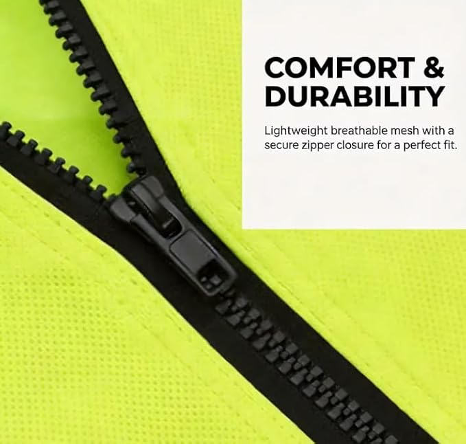 Reflective Dog Safety Vest for Night Walking, High Visibility Neon Yellow Pet Safety Jacket with Zipper, Breathable Lightweight Dog Walking Vest in XL Size, Day & Night Visible Outdoor Safety Gear