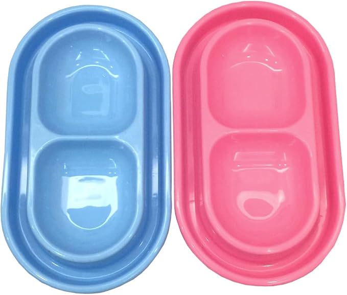 Ant Proof Cat Dish Pet Feeder 32 Oz Food Water Bowl for Small Medium Size Dogs Cats (Blue,M)
