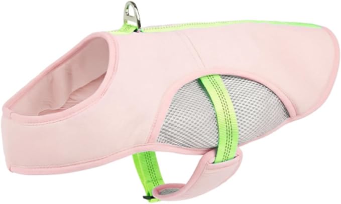IECOii Dog Cooling Vest for Hot Weather, Breathable Adjustable Dogs Cooling Harness, Reflective, Lightweight Doggie Cool Jackets with Leash Ring for Walking, Hiking, Beach, Pink, Size L