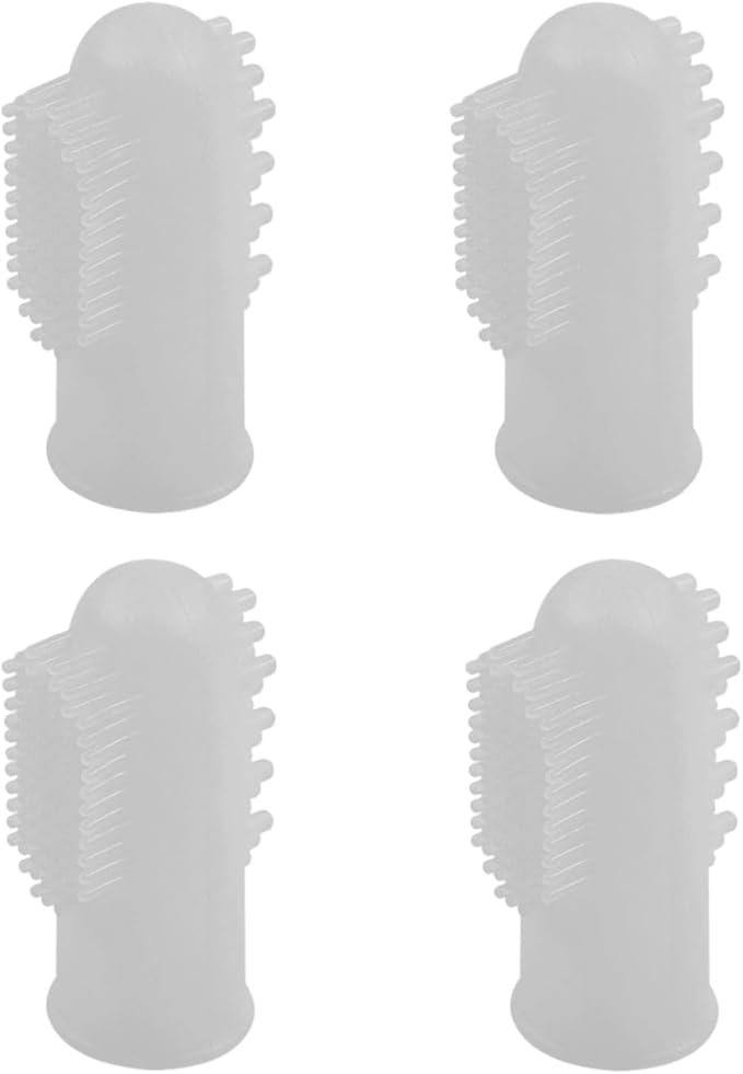 4Pcs Cat & Dog Toothbrush Dual-Head Finger Toothbrush Silicone Dental Brush for Puppy & Kitten Teeth Cleaning