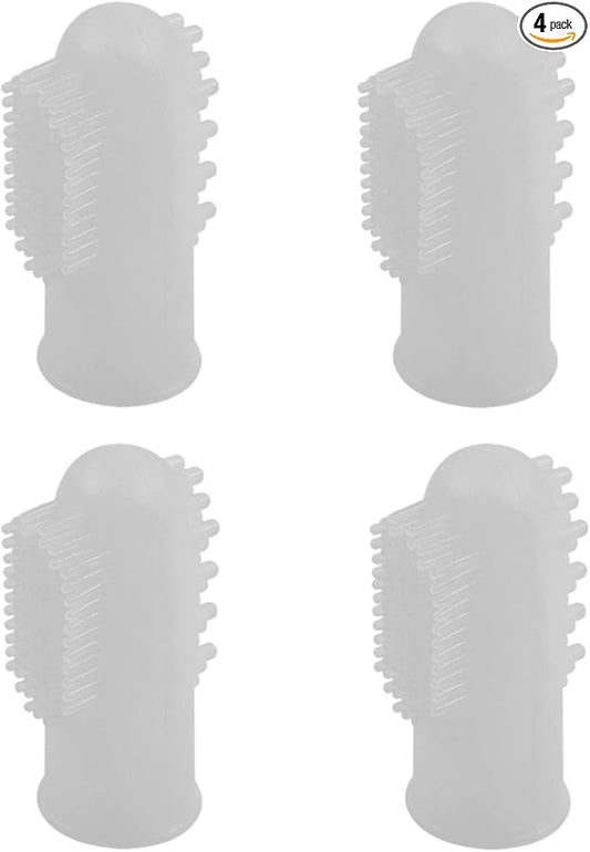 4Pcs Cat & Dog Toothbrush Dual-Head Finger Toothbrush Silicone Dental Brush for Puppy & Kitten Teeth Cleaning