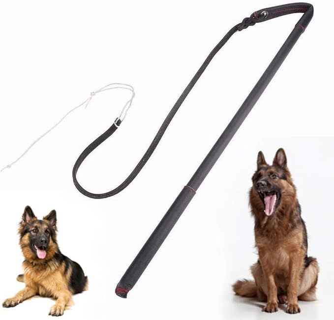 Dog Teaser Wand, Handle Length 20.7in Dog Whip, Band Length 37.4in Dogs Flirt Pole Toy Suitable for Daily Outdoor Exercises and Indoor Command Reinforcement for Medium and Large Dogs