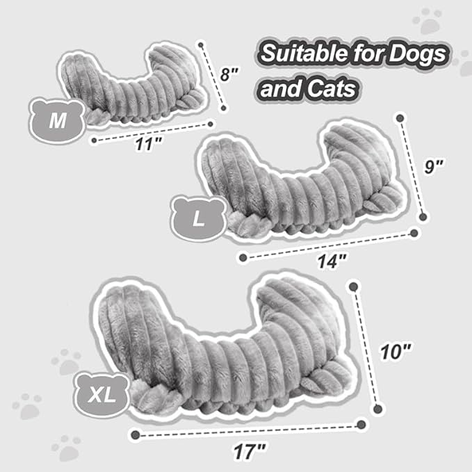 Jiupety Dog Calming Pillow, Soft and Neck-Friendly, Washable Pet Neck Pillows for Small Medium Large Dogs and Cats, 11" x 8", Gray