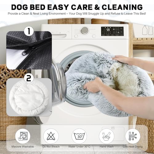 YUDANSI Dog Beds Medium Size Dogs - Calming and Deluxe Plush Dogs cave Bed Removable and Washable with Zipper Cave Beds Medium Dog Cat Bed 32x32Inch, Built-in Support, Stable and Not Collapsing
