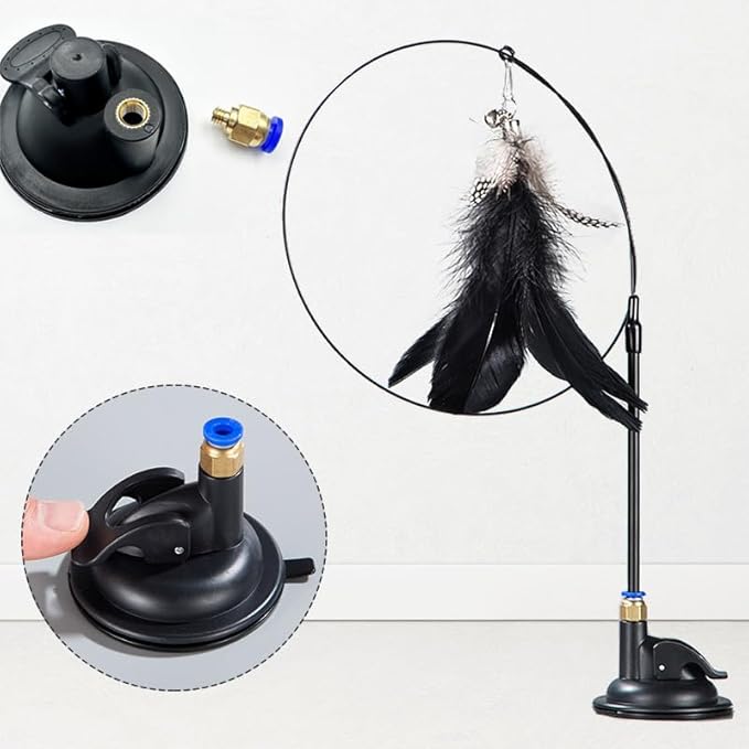 2 Pack Cat Wand Toy Suction Cup Replacement Interactive Cat Feather Toys Suction Holder Base for Kitten Teaser Wand Interactive Bird Simulation Cat Toy Set Indoor Cats Feather Balls