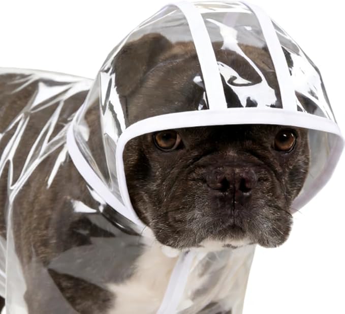 Clear Dog Poncho, Transparent PVC Cape Style Pet Rain Jacket with Hidden Leash Hole, Suitable for Most Dog Breeds(2-25lbs) (Transparent, s-3xl) (White, Medium)