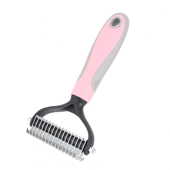 Professional Deshedding Rake for Dogs & Cats – Ergonomic Handle, Stainless Steel Teeth, Deep-Down Undercoat Removal & Mat-Breaking Grooming Tool (12.99 x 7.24 in)