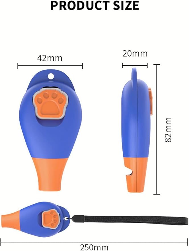 Perwin Dog Training Clicker with Whistle and Wrist Strap - Positive Behavior Reinforcer for Pets - All Ages, Puppy and Adult Dogs - Use to Reward and Train - Dog Whistle Included (Blue)